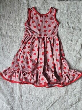 Girlhood Pink Strawberry Tank Dress with Ruffle Hem Size 10